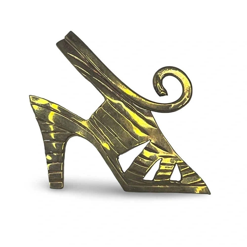 Brass Tone Women’s High Heel Brooch